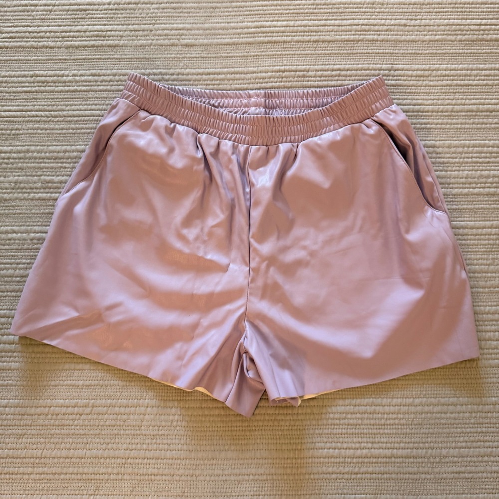 Pretty Garbage Women's Lavender‎ Faux Leather High Waisted Shorts Purple Size M